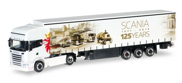 HERPA 306461 Scania R `13 TL Gardinenplanen-Sattelzug "125 Jahre Scania"