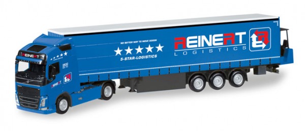 HERPA 308465 Volvo FH Gl. Gardinenplanen-Sattelzug mit Stapler "Reinert Logistics"