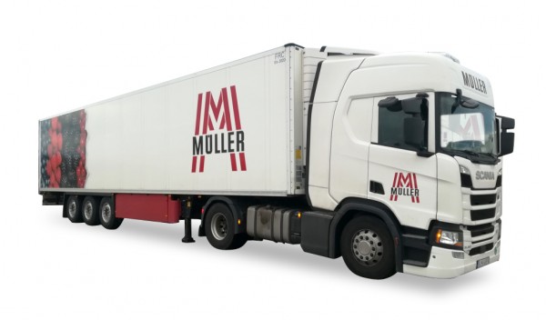 HERPA 931885 Scania CR HD Kühlkoffer-Sattelzug Müller Transporte