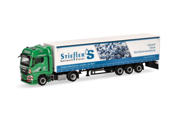 HERPA 957236 MAN TGX GX Gardinenplanen-Sattelzug "Trost/Stiefler"